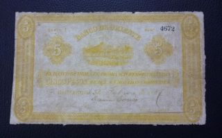 Colombia Banknote 5 Pesos,  Pick S698 F 1887 - Banco De Oriente photo