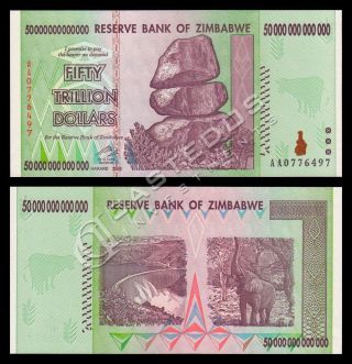 Zimbabwe $50 Trillion Dollars,  2008,  P90,  Unc photo