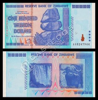 Zimbabwe $100 Trillion Dollars,  2008,  P91,  Unc photo