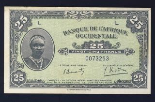 French West Africa 1942 30a 25 Francs Xf photo