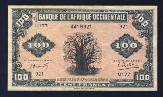 French West Africa 1942 31a 100 Francs Vf photo