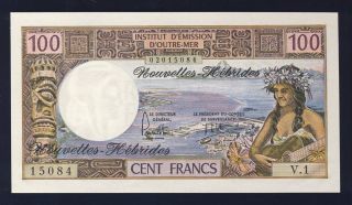 Hebrides 1975 (nd) 18c 100 Francs Choice Cu photo