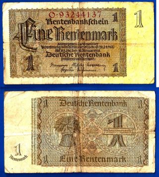 Germany 1 Rentenmark 1923 1937 Marks Mark Worldwide photo