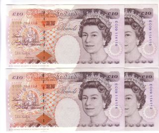 United Kingdom - Bank Of England 10 Pounds X 4 Consecutive (1993) Kentfield Unc photo