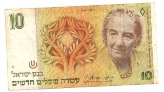 Israel,  Banknote 1985,  10 Sheqels,  Sheqalim, ,  Golda Meir photo