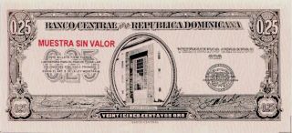 Dominican Republic 1961 25 Centavos Emergency Issue Banknote - - - Specimen Error - - - photo
