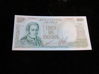 (nd) 5000 Escudos Chile Note Crisp Uncirculated photo
