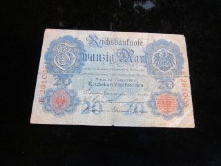 1910 Germany 20 Mark,  P - 40a (6 Digit Serial Number) photo