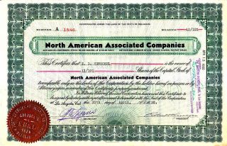 North American Associated Companies 1930 Stock Certificate photo