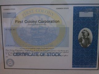 Uncirculated First Colony Certificate Of Stock photo