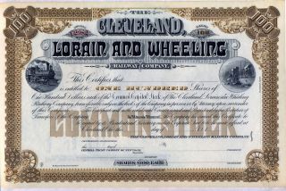 Cleveland Lorain & Wheeling Railway Company Stock Certificate Ohio Railroad photo