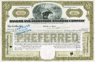 Usa Bangor & Aroostook Railroad Company Stock Certificate photo
