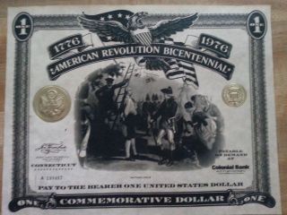 1776 - 1976 American Revolution Bicentennial Commemorative Dollar (connecticut) photo