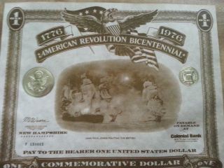 1776 - 1976 American Revolution Bicentennial Commemorative Dollar (hampshire) photo