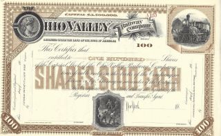 Ohio Valley Railway Company. . . . .  1880 ' S Unissued Stock Certificate photo