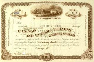 188_ Chicago & Eastern Illinois Rr Stock Certificate photo