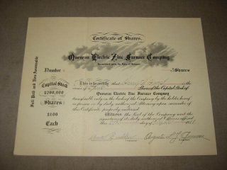 1911 Queneau Electric Zinc Furnace Co Stock Certificate photo
