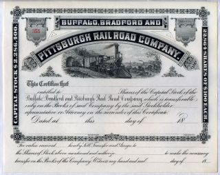 Buffalo Bradford & Pittsburgh Railroad Company Stock Certificate Pennsylvania photo