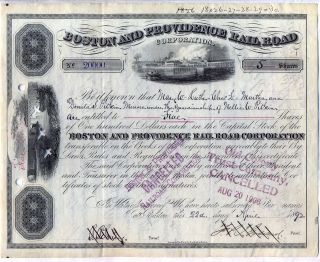 Boston & Providence Railroad Company Stock Certificate photo