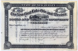 The York Lake Erie & Western Docks & Improvement Company Stock Certificate photo