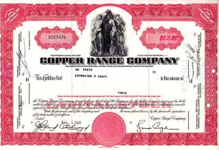 Copper Range Company Mi 1968 Stock Certificate photo