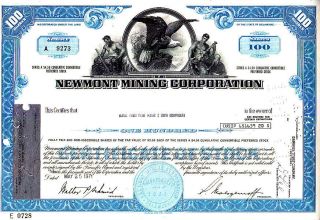 Newmont Mining Corporation 1971 Stock Certificate photo