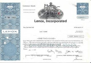 Lenox Incorporated. . . . . . . . .  1972 Stock Certificate photo