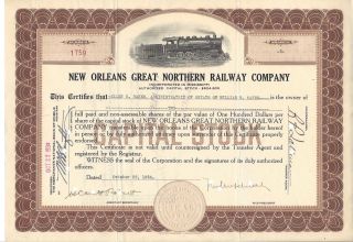 Orleans Great Northern Railway Company. . .  1934 Stock Certificate photo