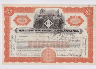 William Whitman Company Inc. . . . . .  1923 Stock Certificate photo