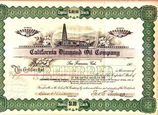 California Diamond Oil Compny Az 190 - Stock Certificate photo