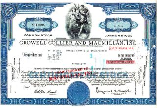 Crowell Collier And Macmillan 1973 Stock Certificate photo