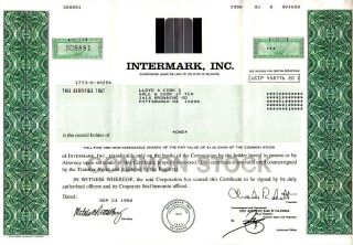 Intermark,  Inc.  1985 Stock Certificate photo
