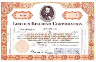 Lincoln Building Corp.  Ny 1949 Stock Certificate photo