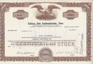 Ultra - Jet Industries,  Inc.  Fl Stock Certificate photo
