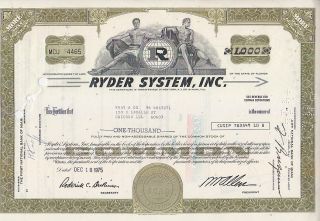 Ryder System,  Inc.  Fl Stock Certificate photo