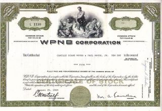 Wpbn Corporation Pa 1969 Stock Certificate photo