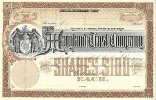 Maryland Trust Company. . . . . .  Unissued Stock Certificate photo