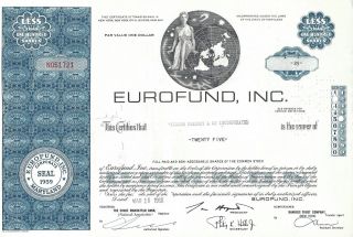 Eurofund Inc. . . . . . . . .  1968 Stock Certificate photo