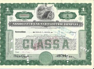 Associated Gas And Electric Company. . . . .  1931 Stock Certificate photo