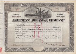 American Dredging Company. . . .  1929 Stock Certificate photo