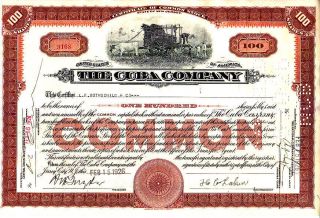 Cuba Company 1926 Nj Stock Certificate photo