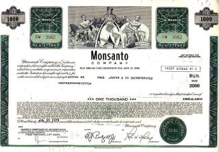 Monsanto Company Stock Bond Certificate photo
