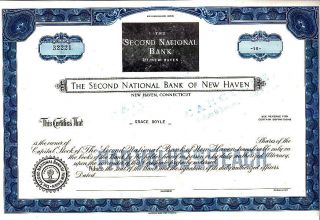 Second National Bank Of Haven Stock Certificate photo
