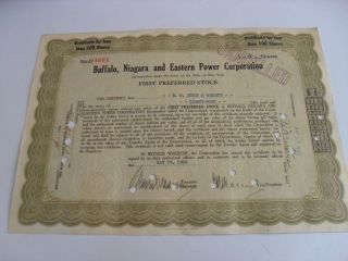 Buffalo,  Niagara And Eastern Power 1928.  Stock Certificate photo