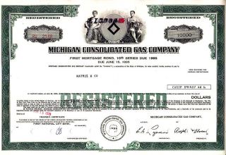 Michigan Consolidated Gas Company Mi 1970 Stock Bond Certificate photo