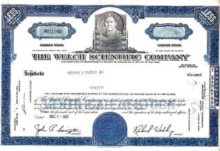 Welch Scientific Company Il 1967 Stock Certificate photo