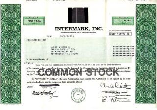 Intermark,  Inc.  1989 Stock Certificate photo