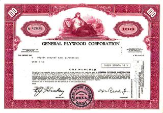 General Plywood Corporation Ky 1971 Stock Certificate photo