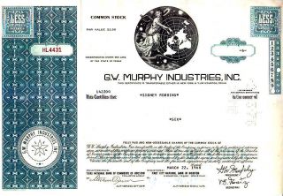 G.  W.  Murphy Industries Tx 1968 Stock Certificate photo