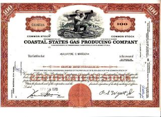 Coastal States Gas Producing 1970 Stock Certificate photo